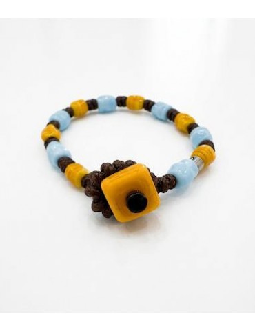 Gerba | Acapulco | Bracciale in filo cerato con vetro di murano 8mm e inserti in argento 925‰ | ACAPULCO 17