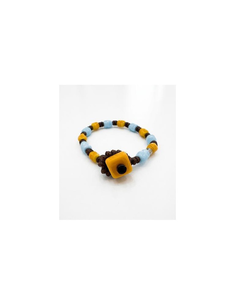 Gerba | Acapulco | Bracciale in filo cerato con vetro di murano 8mm e inserti in argento 925‰ | ACAPULCO 17