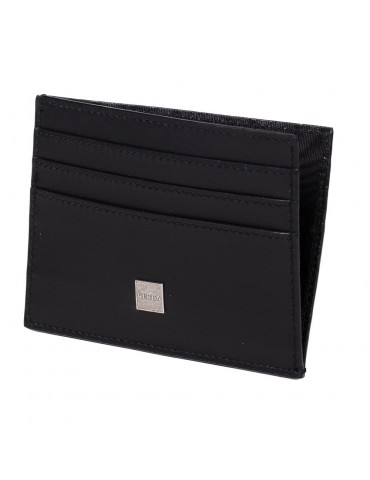 Gerba | Porta carte di credito in pieno fiore di vitello nero e logo Gerba in argento 925‰ | GB004BLACK V