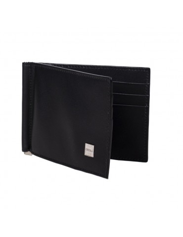 Gerba | Porta euro in pieno fiore di vitello nero e logo Gerba in argento 925‰ | GB002 BLACK V