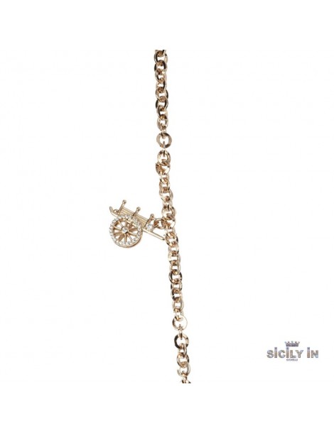 Sicily in gioielli by Mizzica | Collana in metallo anallergico con 6 charms decorati | CL128R