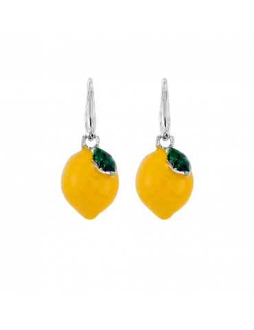 Sicily in gioielli by Mizzica | Orecchini in metallo anallergico con limoni decorati | OR308B