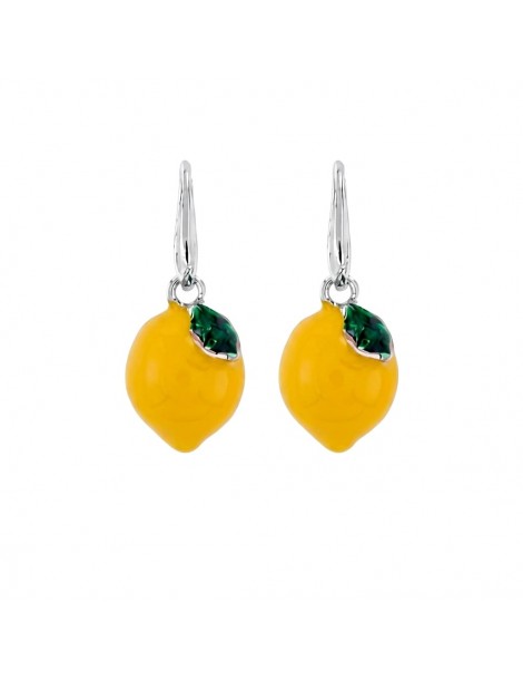 Sicily in gioielli by Mizzica | Orecchini in metallo anallergico con limoni decorati | OR308B
