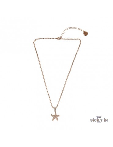 Sicily in gioielli by Mizzica | Collana in metallo anallergico con stella marina in pavé di zirconi bianchi | CL124R