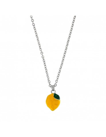 Sicily in gioielli by Mizzica | Collana in metallo anallergico con limone decorato | CL308B