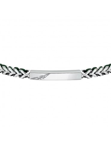 Sector | Bandy | Bracciale uomo in acciaio con targhetta e cordino verde | SZV130