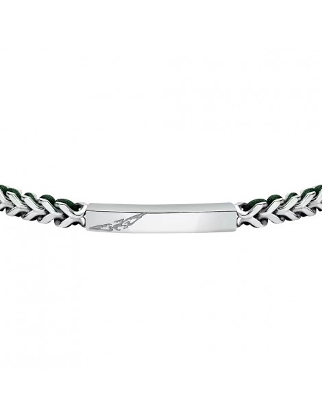 Sector | Bandy | Bracciale uomo in acciaio con targhetta e cordino verde | SZV130