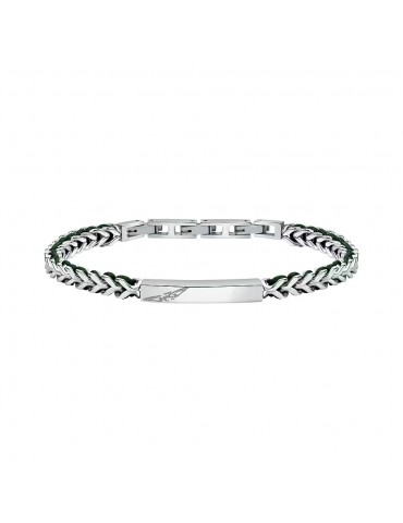 Sector | Bandy | Bracciale uomo in acciaio con targhetta e cordino verde | SZV130