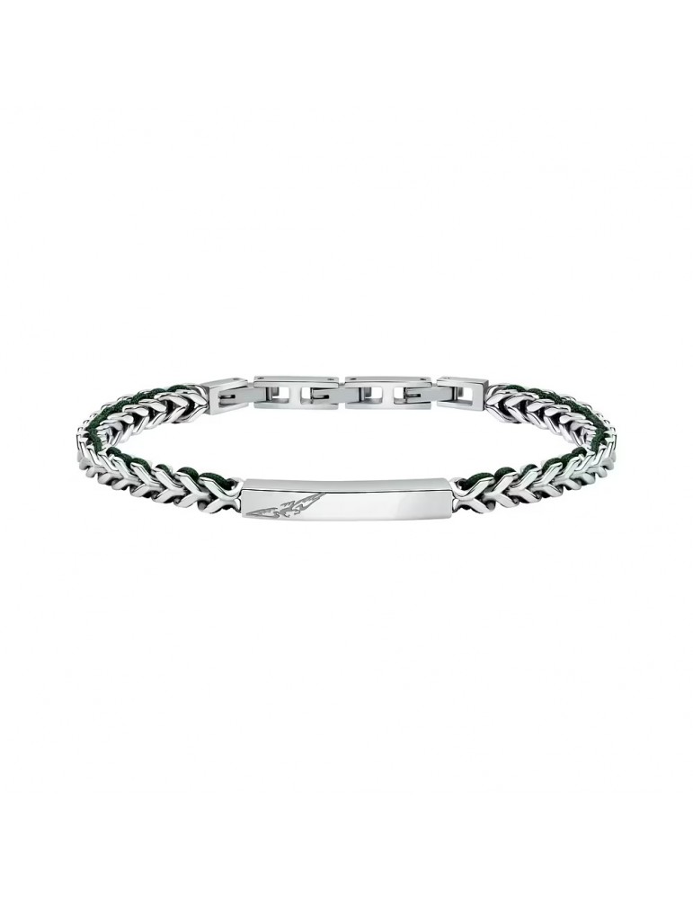 Sector | Bandy | Bracciale uomo in acciaio con targhetta e cordino verde | SZV130