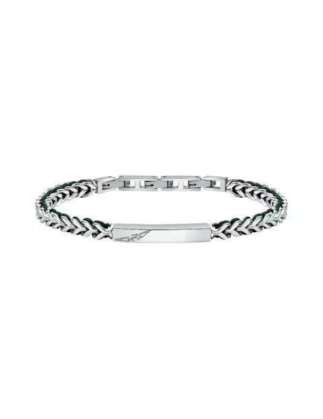 Sector | Bandy | Bracciale uomo in acciaio con targhetta e cordino verde | SZV130