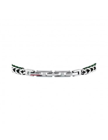 Sector | Bandy | Bracciale uomo in acciaio con targhetta e cordino verde | SZV130