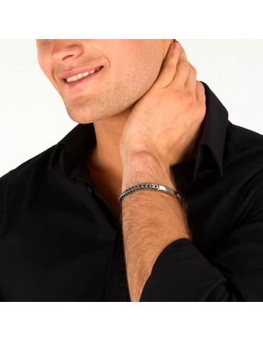 Sector | Bandy | Bracciale uomo in acciaio con targhetta e cordino verde | SZV130