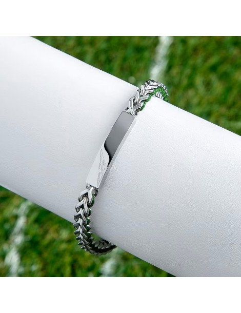 Sector | Bandy | Bracciale uomo in acciaio con targhetta e cordino verde | SZV130