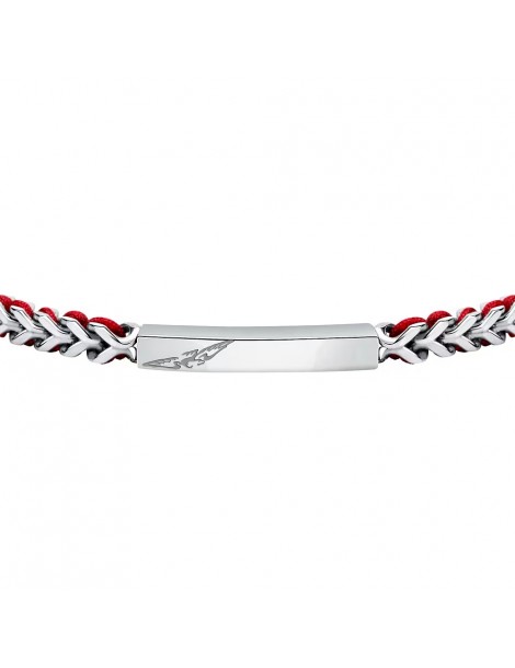 Sector | Bandy | Bracciale uomo in acciaio con targhetta e cordino rosso | SZV131