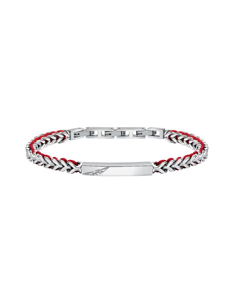 Sector | Bandy | Bracciale uomo in acciaio con targhetta e cordino rosso | SZV131