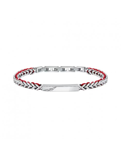 Sector | Bandy | Bracciale uomo in acciaio con targhetta e cordino rosso | SZV131
