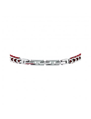 Sector | Bandy | Bracciale uomo in acciaio con targhetta e cordino rosso | SZV131