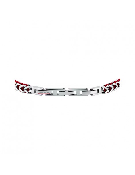 Sector | Bandy | Bracciale uomo in acciaio con targhetta e cordino rosso | SZV131