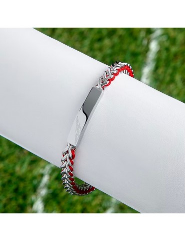 Sector | Bandy | Bracciale uomo in acciaio con targhetta e cordino rosso | SZV131