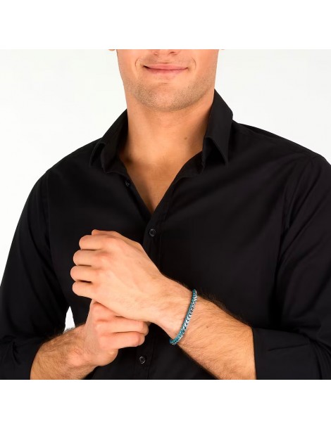 Sector | Bandy | Bracciale uomo in acciaio con cordino azzurro | SZV133