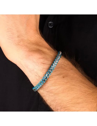 Sector | Bandy | Bracciale uomo in acciaio con cordino azzurro | SZV133