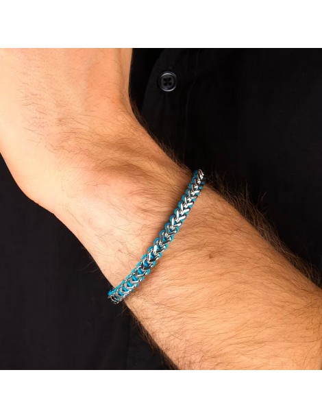 Sector | Bandy | Bracciale uomo in acciaio con cordino azzurro | SZV133